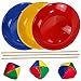 SCHWABMARKEN 3 Platos de Malabares en Azul, Amarillo y Rojo, 3 Bastones para Nuestros Platos de Malabares y 3 Bolas de Malabares para lanzar o malabarismos a un Precio EXCEPCIONAL