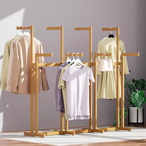 WAVVDIKUL Retail Clothing Rack - for Hanging Clothes - Rolling Metal Garment Racks Heavy Duty, Gold...