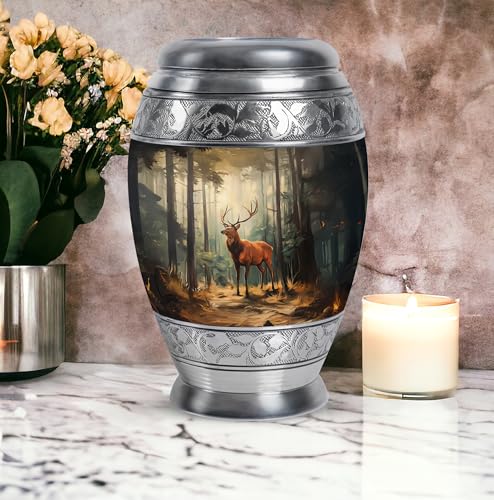 Image of Deer Urn - Small Cremation Urns for Human Ashes Adult Women - Decorative Urn for Funeral - Combo of 10 Inch & 3 Inch