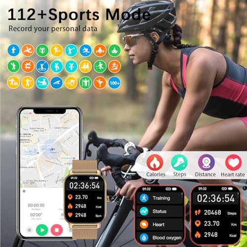 Smart Watch for Women Men Fitness: Waterproof Make Answer Call Digital Mens Watches Running Pedometer Smartwatch for Android Phone iPhone Samsung Compatible Heart Rate Monitor SpO2 Step Tracker Gold - Image 5