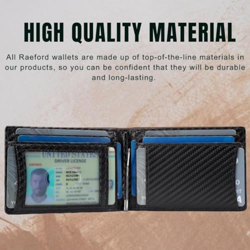 Slim RFID-Blocking Genuine Leather Minimalist Front Pocket Wallet for Men with Money Clip & ID Window - Travel Friendly and Durable - Gift Box Included (Carbon Fiber Black)3