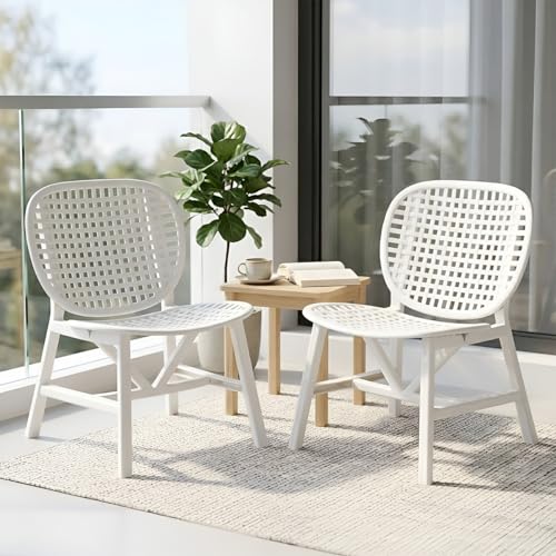 Image of Nilkamal Arena Woven Style Plastic Chair Without Cushion| Set of 2| for Home, Living Room, Balconies, Patios, Outdoor, Garden| Milky White