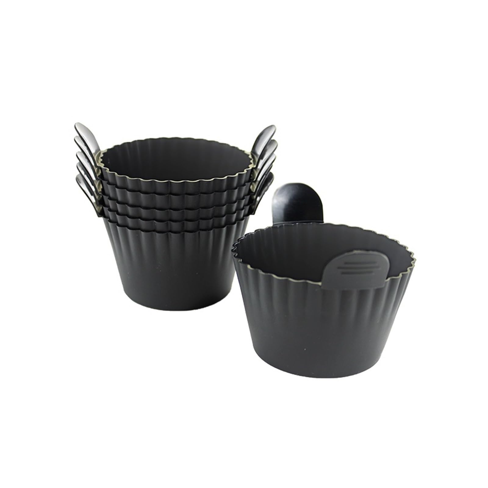 Moldes de silicona for freidora aire, escalfadores huevos, moldes for cupcakes, for hornos, cestas(6pcs black)