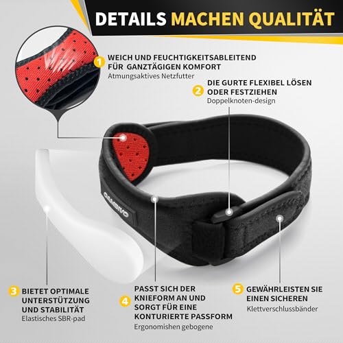 CAMBIVO 2 x Patellasehnenbandage, Knee Support, Patella Kniebandage, Verstellbare Bandage Knie für Damen und Männer beim Sport, Wandern, Fitness, Baseball, Volleyball