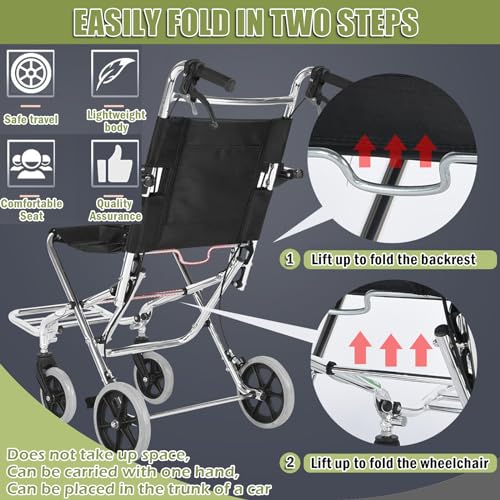 Ultra-Light-Aluminum-Transport-Wheelchair-Folding-Portable-Travel-Wheelchair-with-Hand-Brake-Support-220lbs-Trolleys-for-Elderly-Aircraft-TravelBlack