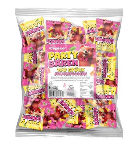 Capico Party Bären Gummibärchen -100 Minibeutel (680g) einzeln verpackt perfekt geeignet als Wurfmaterial Give-away/Halal