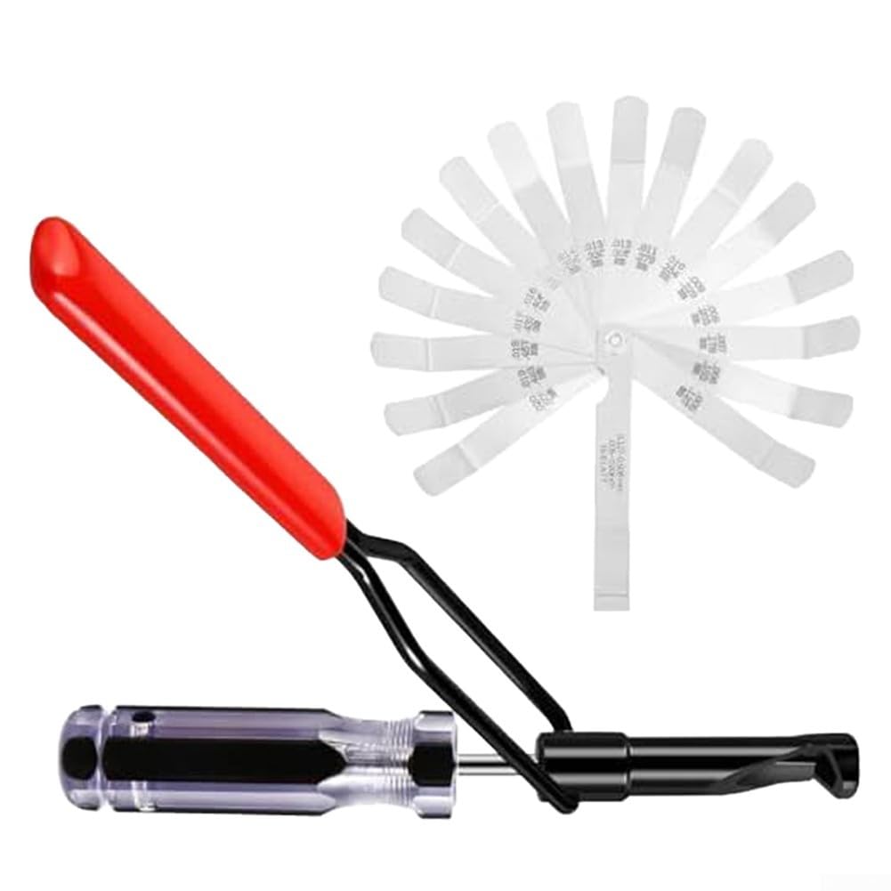 Valve Lash Adjustment Tool Set with Angled Feeler Gauge for Honda for Toyota for Nissan Engines 10mm Nuts Handook Nut Valve Adjustment Tool