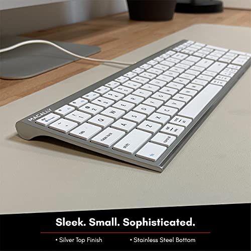 Macally Compact Wired Keyboard and a Vertical Laptop Stand, Designed to Save Space