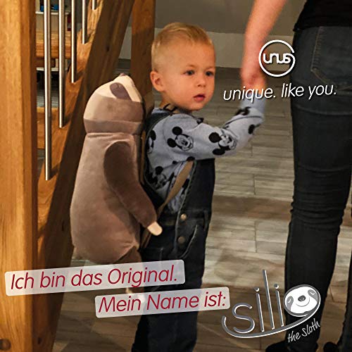 UNUS Faultier Plüschtier Rucksack für Kinder, Kinderrucksack für Mädchen und Jungen, Kuscheltier Kindergartenrucksack Grau