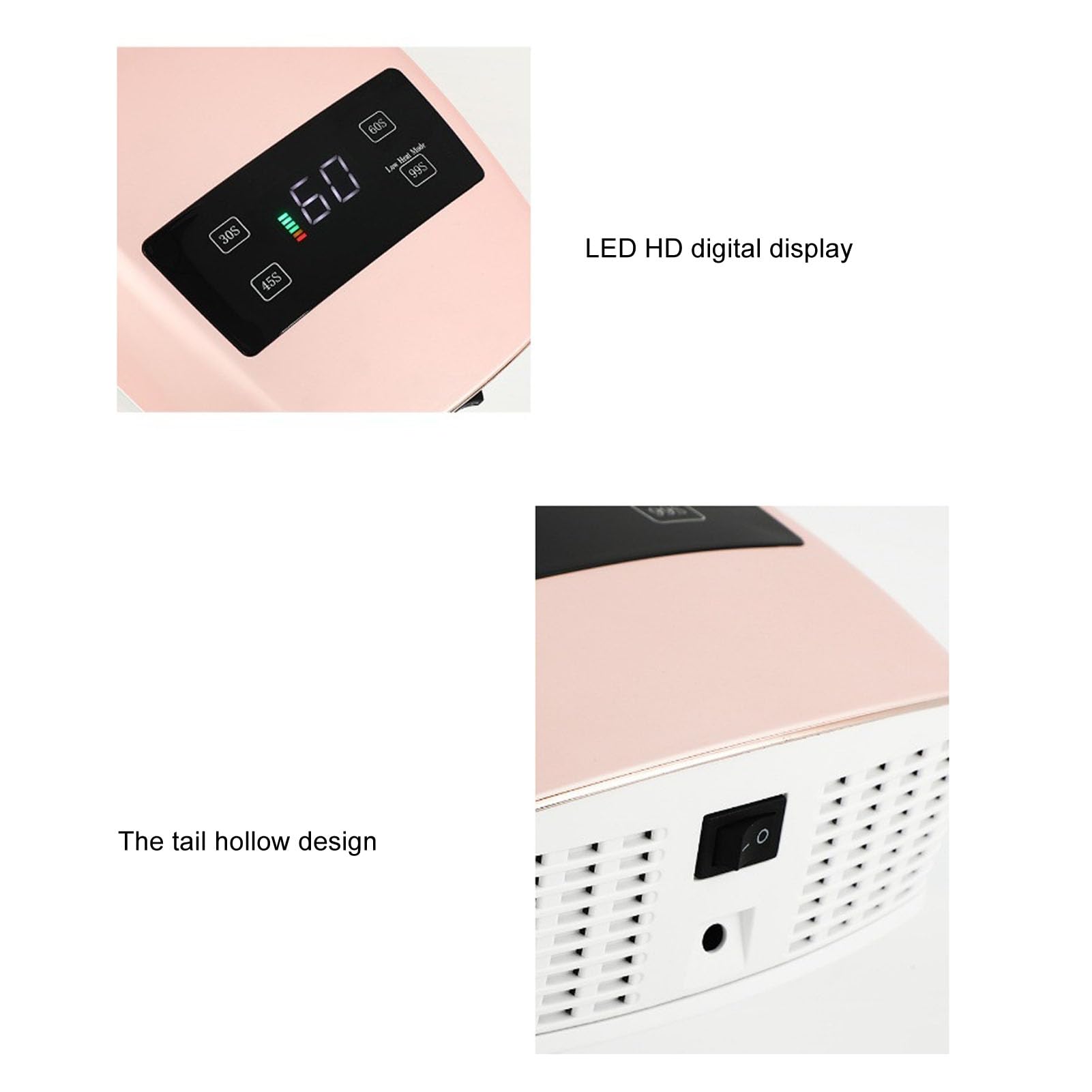 UV LED Nageltrockner, 96 W Schnell Trocknend LED Nagellicht Lampe Wiederaufladbar Nageltrockner Lampe mit Sensor LCD Display für Gelnägel Finger Zehennagel Nagel Trocknergerät (EU-Stecker)
