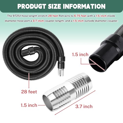 Image of 97521 28 FT RV Macerator Hose Kit(9FT Collapsed), 1-1 /2 Inch Retractable RV Sewer Hose for Thetford Sani-Con Turbo 400S 500S 600S 700S, Waste Water Sewage Hose with Quick-Connect Fittings