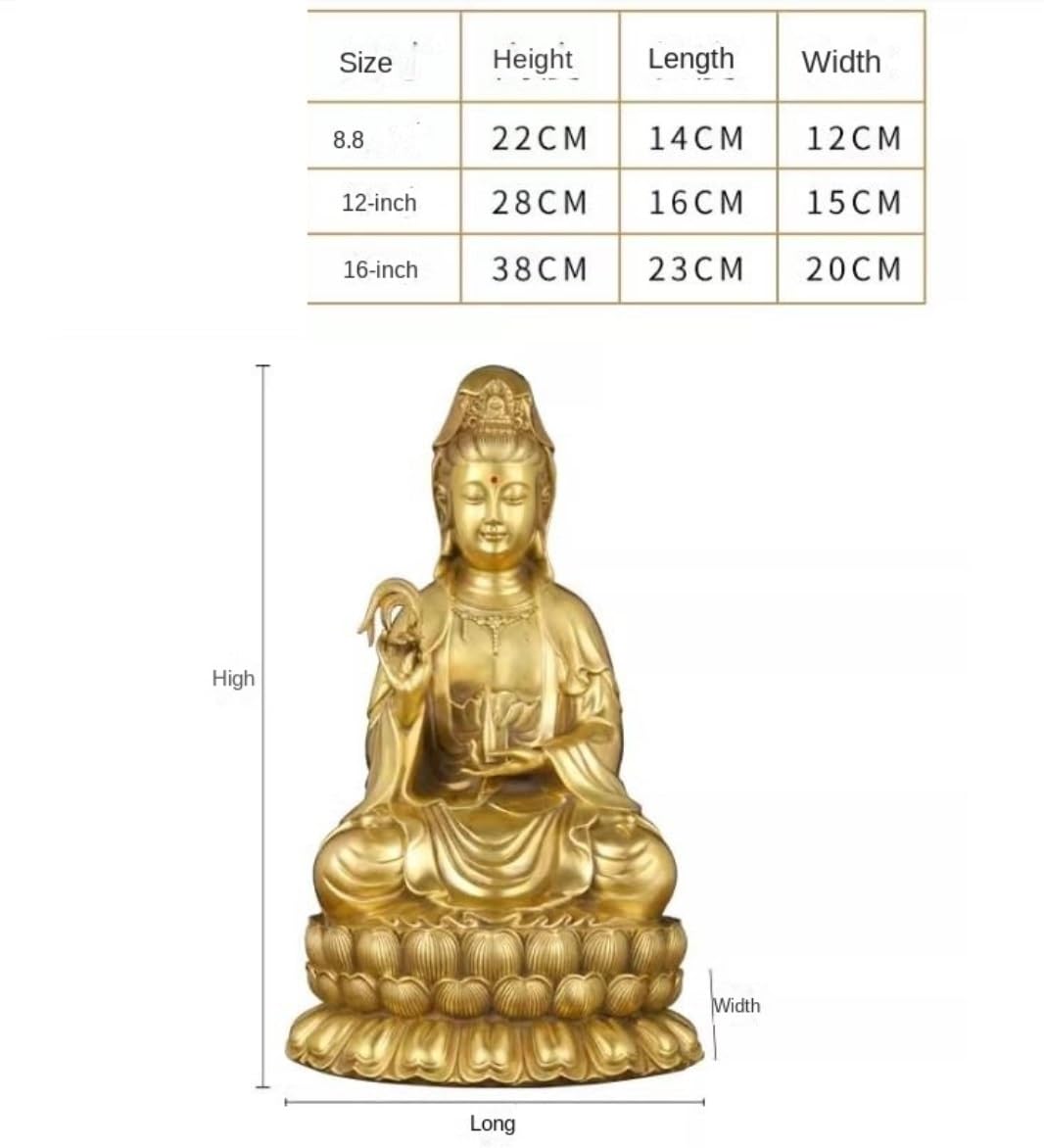 Figuras De Budas Estatua De Latón De Buda Sentado Lotus Guanyin Bodhisattva Estatuas para La Decoración del Hogar Estatua Decorativos(16in)