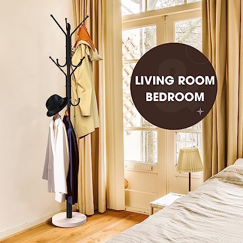 Coat-Racks-Free-StandingMetal-Sturdy-Coat-Rack-with-12-StoragesCoat-Tree-with-Natural-Marble-BaseFor-Hanging-Coat-Bags-Hats-UmbrellaFor-Entryway-Bedroom-Office Coat Racks Free StandingMetal Sturdy Coat Rack with 12 StoragesCoat Tree with Natural Marble BaseFor Hanging Coat Bags Hats UmbrellaFor Entryway Bedroom Office