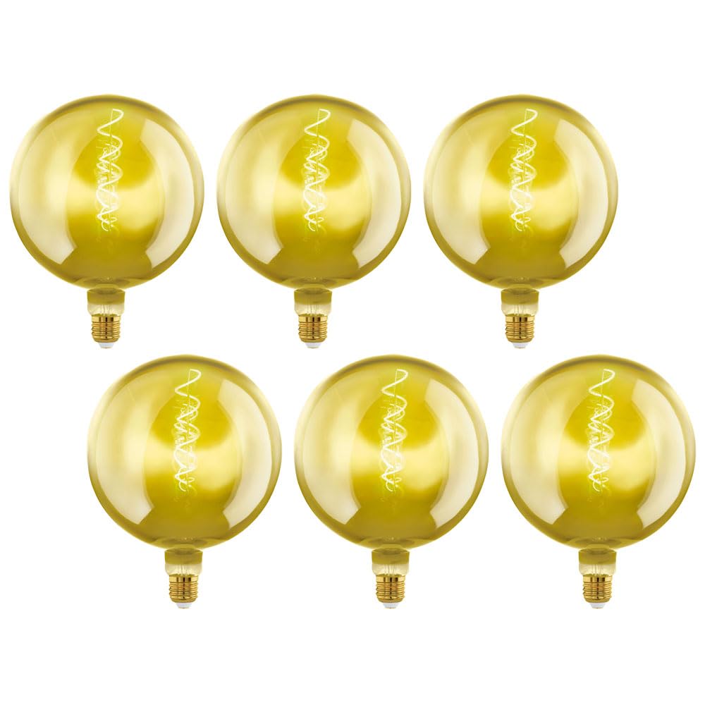 LED Lampe E27 Spiral Filament Globe G200 Gold 4 Watt extra warmweiß 1900 Kelvin, 6 Stück