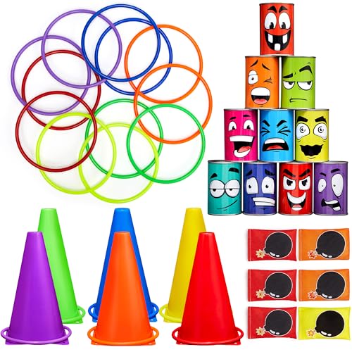 34PCS Carnival Games Combo for Kids Adults, Ring Toss Bean Bag Ga...