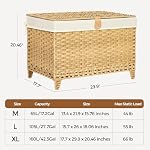 Wicker Storage Basket with Lid, 160L Shelf Basket with Removable Liner Bag - Image 3