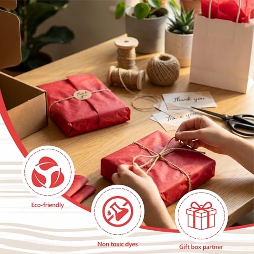 Image of Bobobag 100 Sheets Red Tissue Paper 20 inchX14 inch Tissue Paper for Gift Bags, Gift Wrapping Tissue, Christmas Tissue Paper Anniversary Holiday Decoration Arts Craft