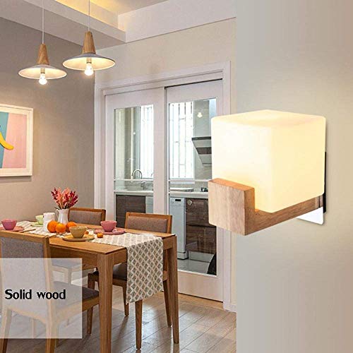 Lámpara de pared de madera maciza y vidrio con tecnología LED 3W E27 2