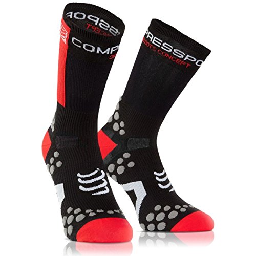 Compressport Racing Socks V2.1 Bike Hi Calzino Bici da Gara e Allenamento, Nero (Black/Red), T1