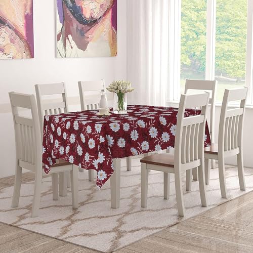 Image of Dakshya Industries PVC Waterproof Withoutlace Dining Table Cover (Size - 54X78 Inch) Rectangle 6 Seater Heat Rasistant Table Cloth (T20)