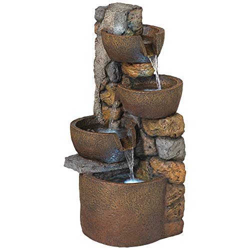 Ashmill Urn 29" High Large Rustic Indoor Outdoor Decor Faux Stone Floor Fountain with Light LED Standing Waterfall Bowl Tiered Water Feature for Outside Garden Patio Yard Backyard - John Timberland - Image 6