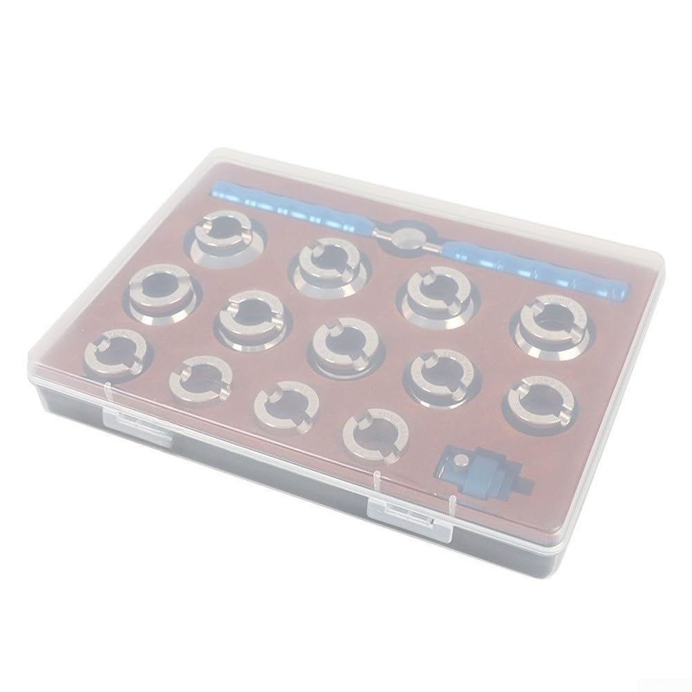 Juego de herramientas de reparación de relojes, 15 piezas de acero inoxidable profesional abridor de relojes con herramientas mecanizadas CNC, caja azul para mantenimiento de relojes domésticos