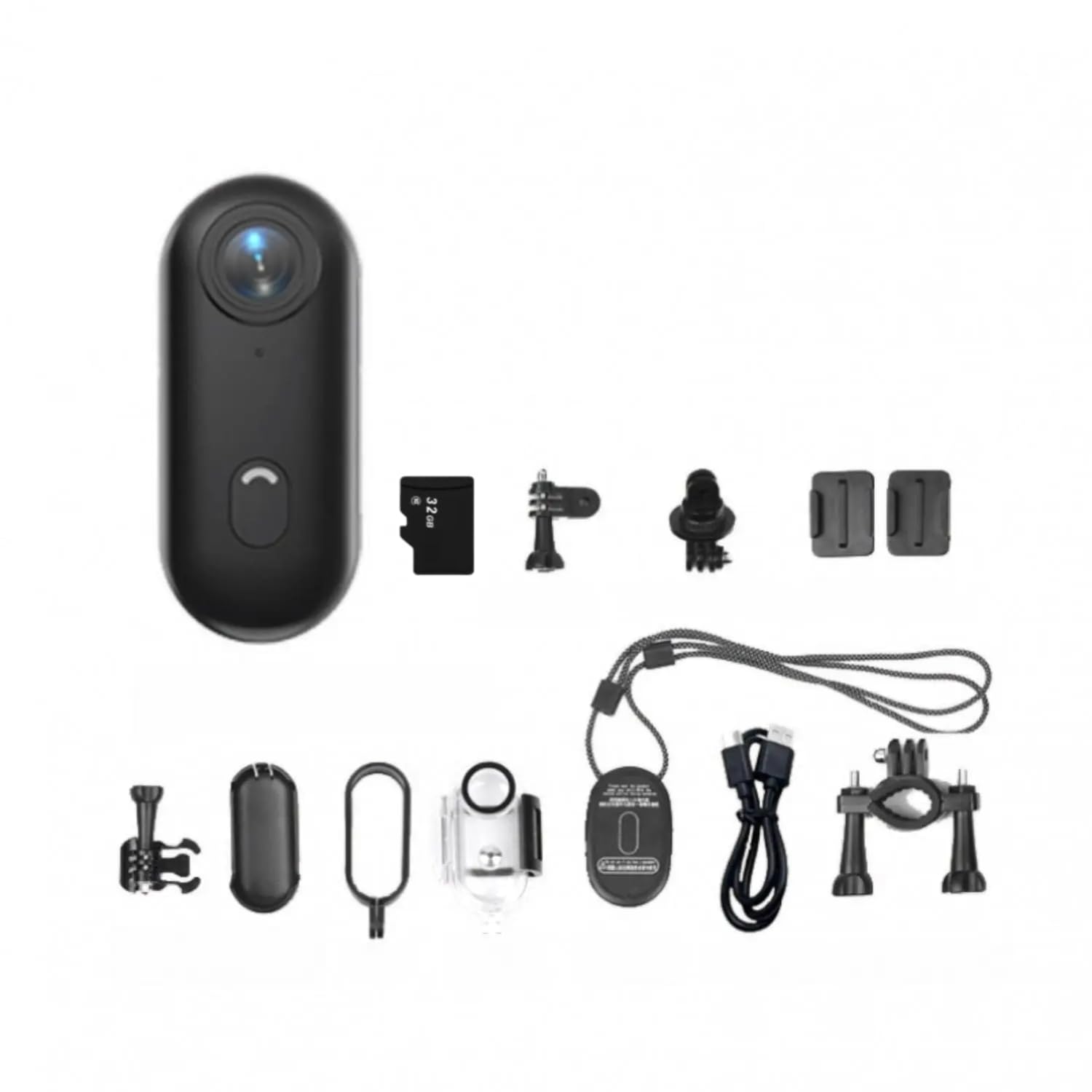Câmera de Ação Pequena 1080P Esportiva WiFi Lente Ângulo Largo 120 Bateria Interna Cordão