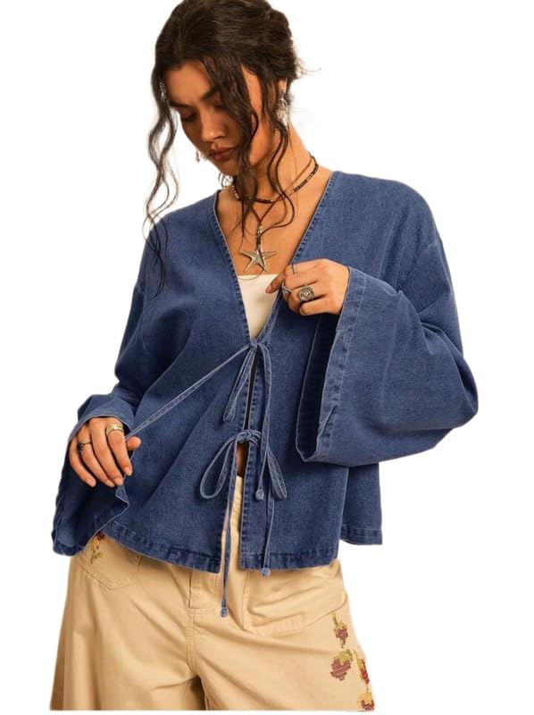 pataka devi Women Denim Look Loose Fit Top with Soft Fabric Finish, Comfortable Casual Wear Top for Daily Use, Outings and Modern Styling in Blue-picture-36