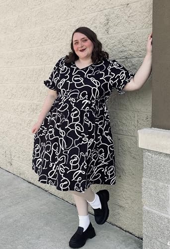 Image of RITERA Plus Size Dresses for Curvy Women Summer Spring Womens Dress V Neck Short Sleeve Casual Dress with Pockets XL-5XL