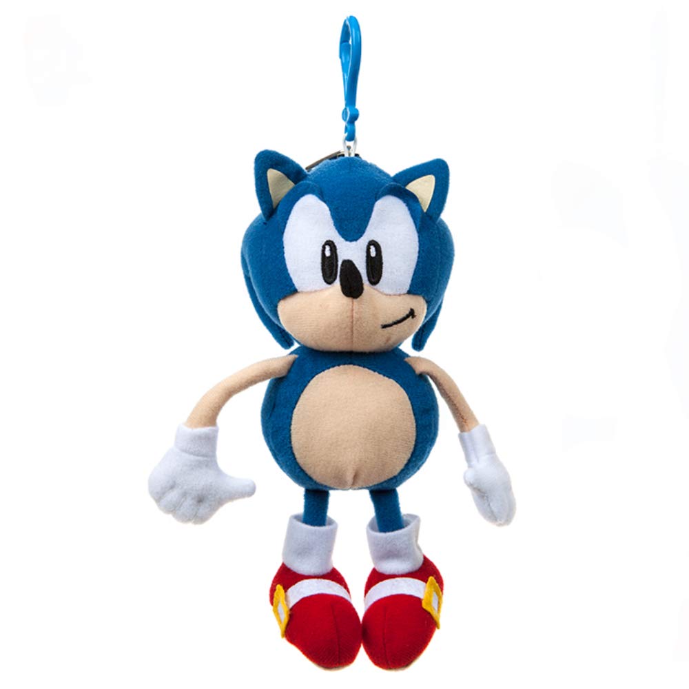 Sonic The Hedgehog 467151 Plush with Clip Attachment and Coin Pouch, soft, toy, Multicolour, 20cm