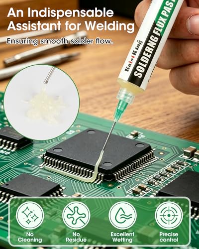 Image of Kaisiking Soldering Flux Paste (10cc) & Desoldering Wick Kit - Premium Rosin Solder Flux for Electronics Repair, 0.1 inch Braided Copper Wick for PCB, SMD & DIY Projects