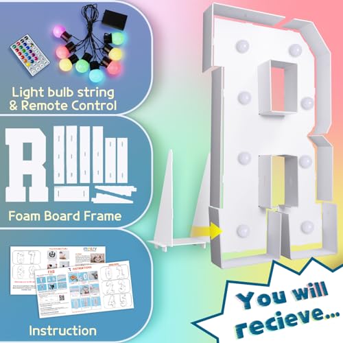 Image of Imprsv Colorful 3FT Marquee Letters R, 18 Colors Large Light up Letters