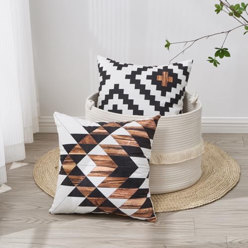 Housse de coussin aztèque pour rénover un canapé usé lot de 6 marron