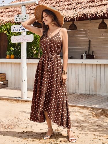 Image of BROVAVE Women's 2026 Summer Casual Boho Sundress Spaghetti Strap Midi Dress
