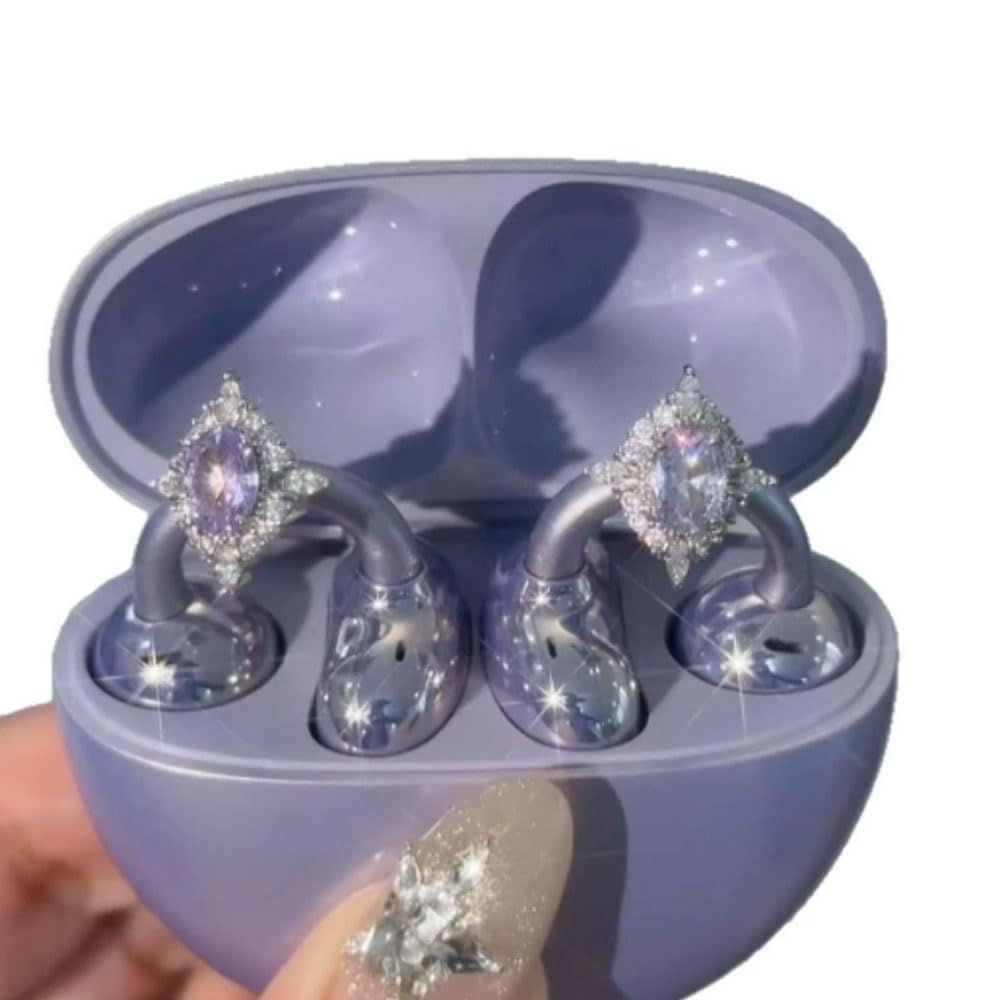 LCSDDWAS Butterfly Rhinestone for Clip on Earbuds Open Ear, Removable Ear Accessories Exquisite DIY Decoration