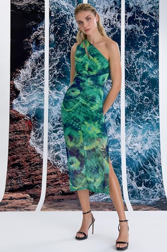 Image of Donna Morgan Women's One-Shoulder Keyhole Midi Dress for Women | Formal & Cocktail Dresses for Women