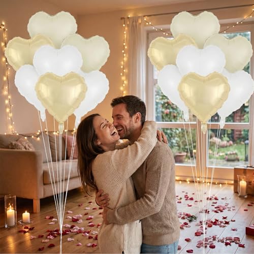 Image of 12 Pcs Colorful Heart Balloons,18 Inch Heart Foil Balloons Love Balloon Valentine Balloon for Birthday Party Wedding Engagement Party Baby Shower Valentine Day Decorations