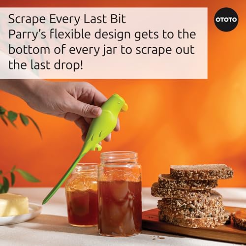 Image of OTOTO Jar Scraper Spatula - Silicone Scraper, Cute Kitchen Accessories, Unique Fun Cooking Kitchen Gadgets for Foodies - BPA-free & 100% Food Safe (Parry)