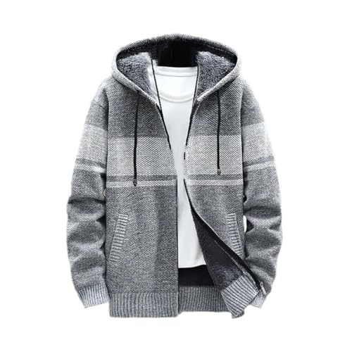 Men's Hooded Cardigan Sweater Casual Paneled Jacket Fall/Winter Outfit