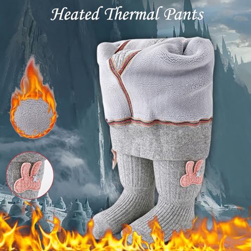 Newborn Baby Girl Fleece Lined Tights Toddler Kids Winter Thick Warm Knitted Leggings Rabbit Graphic Footed Pantyhose3
