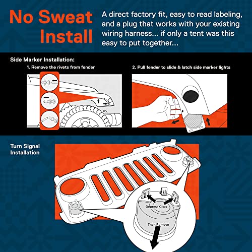 Led Turn Signal & Side Marker Light Replacement For Jeep Wrangler [Smoked Lens] [Amber] Led Light Kit Compatible With Jeep Wrangler Jk & Unlimited 2007-2018 Accessories #TOP3