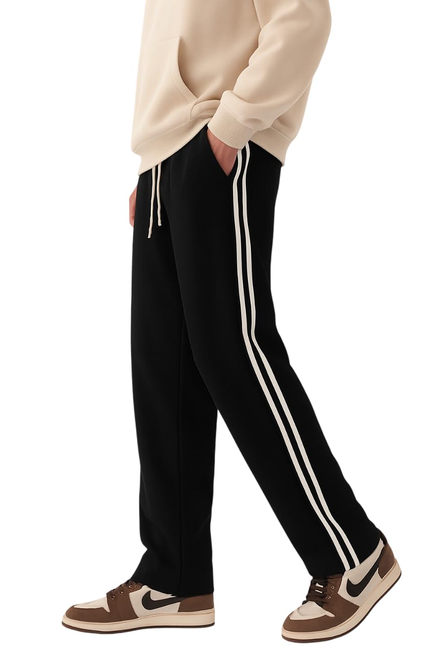 dockstreet Straight Wide fit Long Length Trouser Style Drawstring Trackpant for Men/Trending Sporty Style, Relaxed Casual Pants for Men-image-23