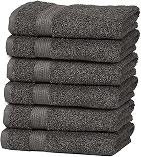 Finest Charcoal Hand Towels Pack of 6, Highly Absorbent 100% Pure Cotton, Washable Luxury Hand Towel 40 X 70cm for Bathroom, 500 GSM Extra Thick Skin Friendly Hand Towels Set for Hotel & Spa