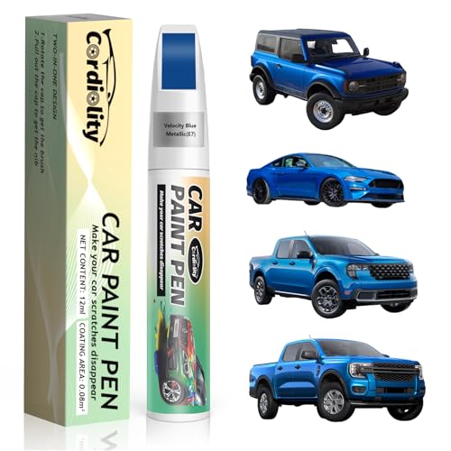Image of Car Touch Up Paint Velocity Blue Metallic(E7) for Ford, Color Accurate Car Scratch Repair Remover Pen Fix Auto Paint Chips and Nicks