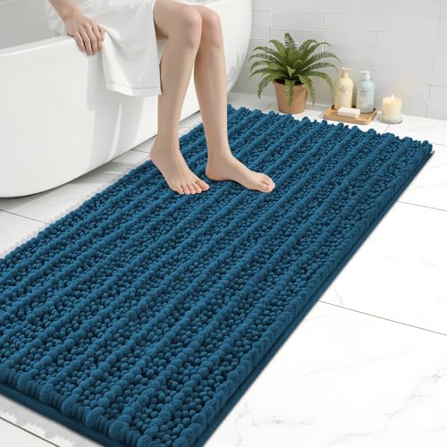 Image of Arotive Luxury Large Bathroom Rugs 40x24, Extra Soft Thick Absorbent Shaggy Chenille Bath Rugs, Machine Wash Dry, Bath Mats for Bathroom Floor, Tub and Shower, Home Decor Accessories, Peacock Blue