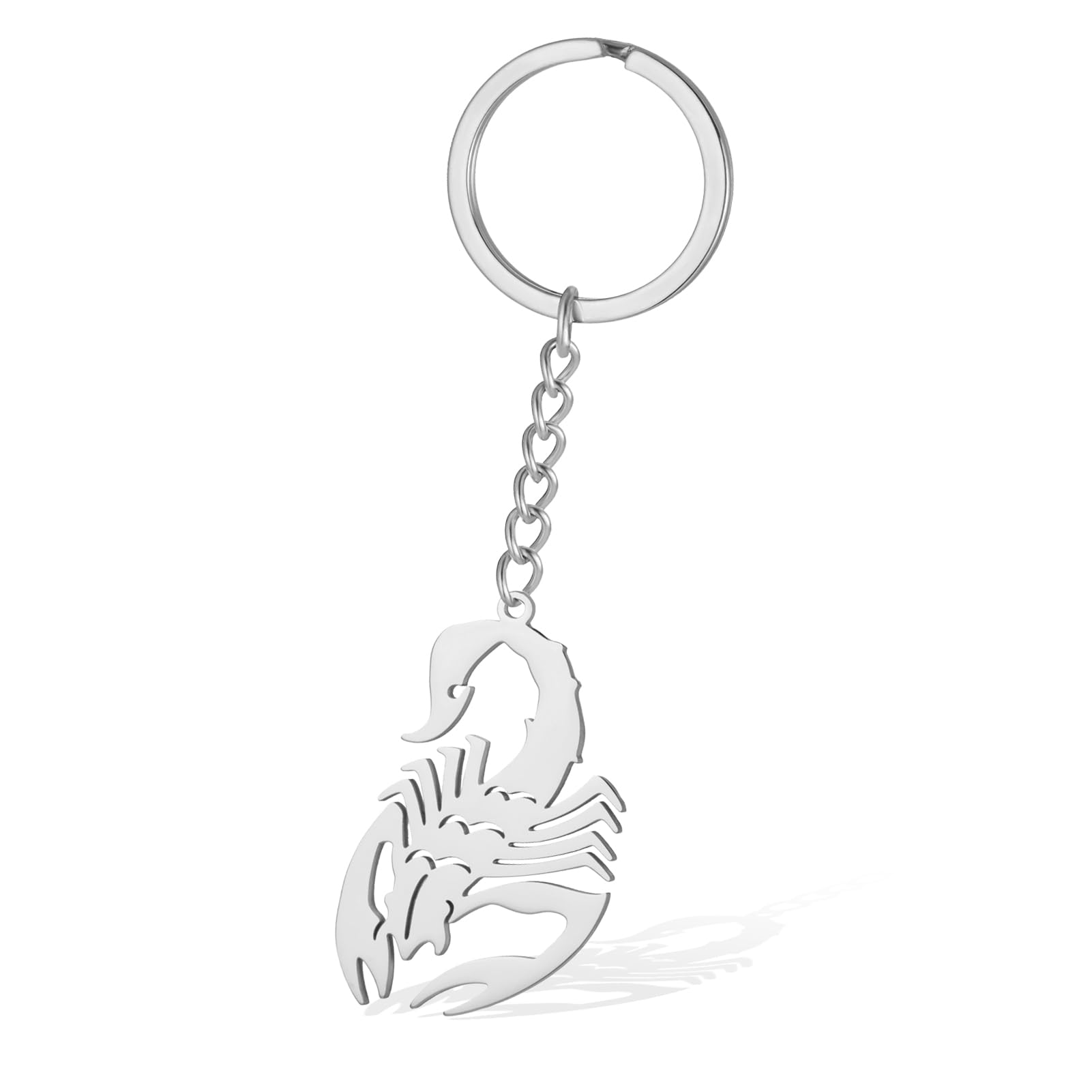 SIPURIS Scorpion Keychain Men's Keyrings Scorpio Constellation Pendant Insect Jewelry for Women, Silver, 1.46*0.83in