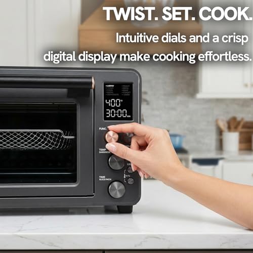 Image of VAL CUCINA 26.3 QT Non-Toxic Enamel Interior Air Fryer Toaster Oven Combo, 10-in-1 Convection Countertop Oven with Infrared Heating, Fits 12 inch Pizza & 6 Slice Toast, Easy Clean Enamel Baking Pan