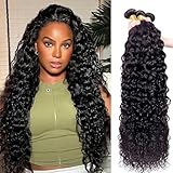 Rosslysa Human Hair Bundles Water Wave 20 22 24 inch Burmese Curly Bundles Human Hair 100% Brazilian Virgin Hair for Black Women Natural Color