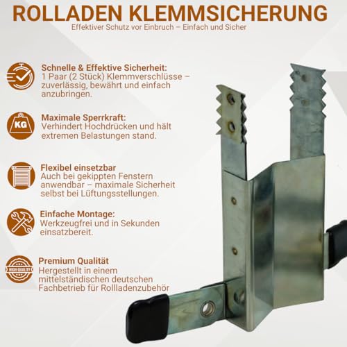 Klemmsicherung für Rolladen Rolladensicherung Fenstersicherung günstig & effektiv 2 Stück für 1 Fenster