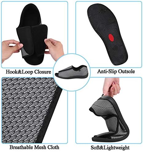 Sandali Diabetici da Donna Pantofole Larghe per Piedi gonfi Scarpe per Anziani, Widen Scarpe per Edema Diabetico Artrosi Unisex Pantofole Gonfie, Confortevole e AntiscivoloGray-35
